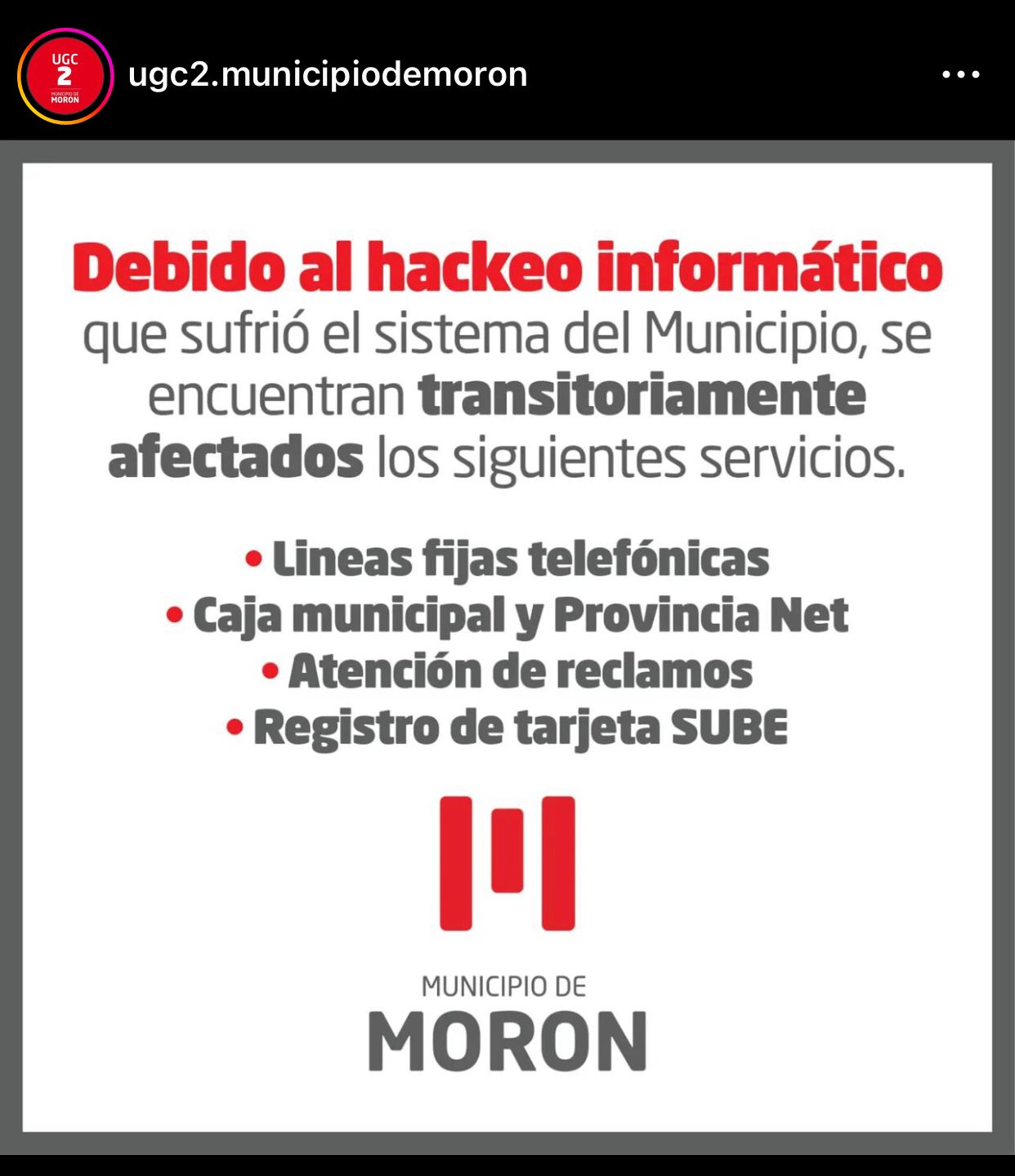 Desde Morón confirmaron el ataque hacker