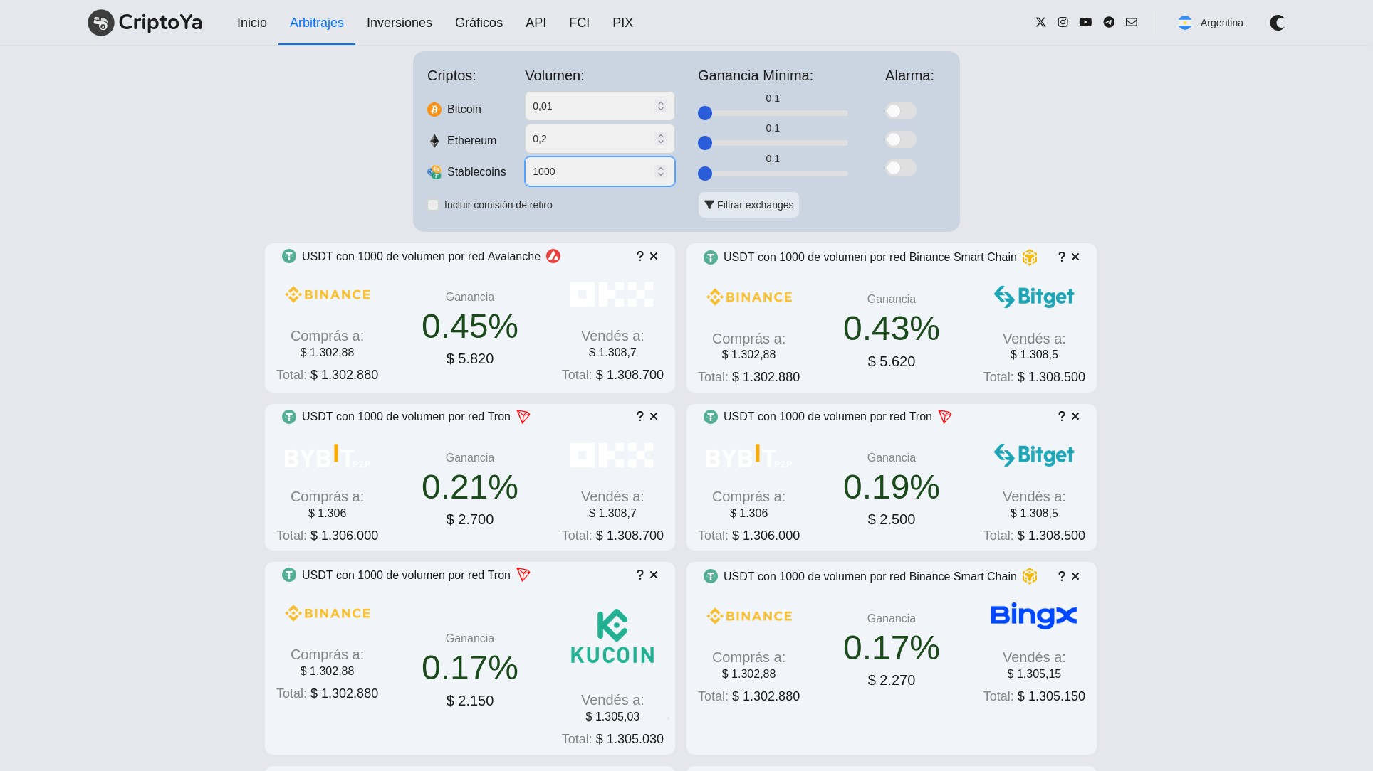 Arbitrajes en Criptoya