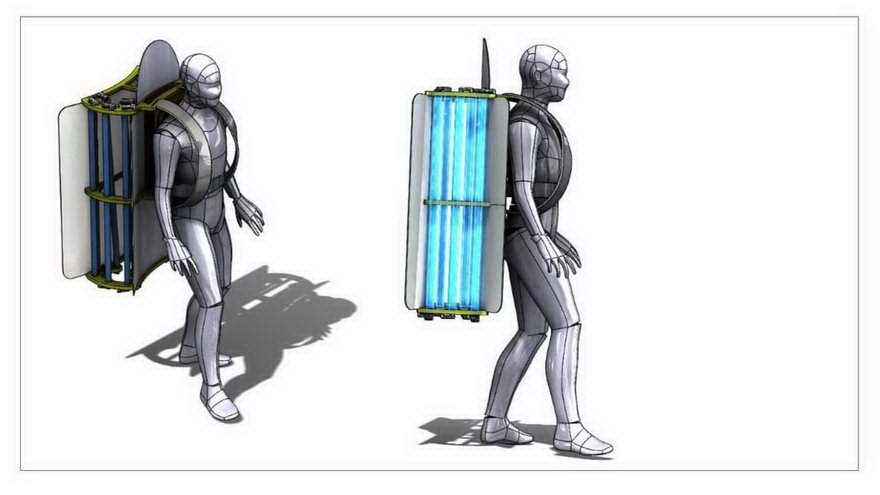Así se vería el prototipo de la mochila anti coronavirus
