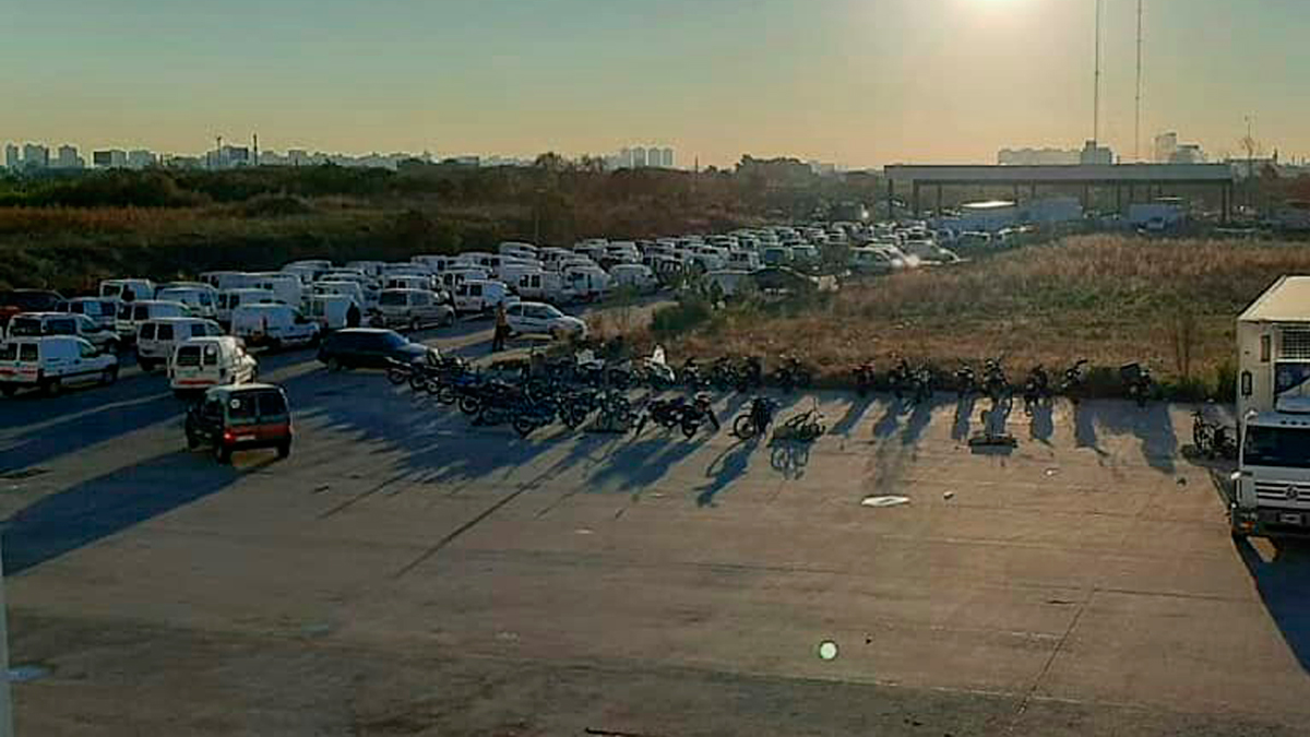 Imagen del bloqueo por parte del Sindicato de Camioneros