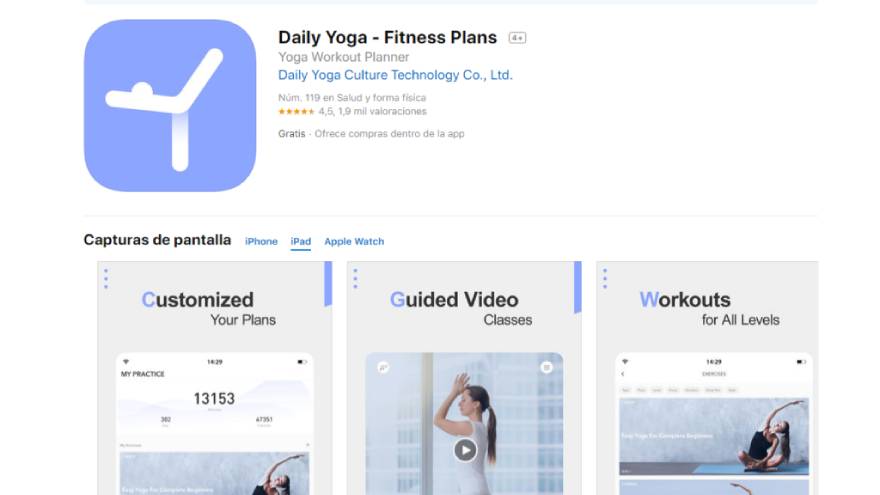 Daily Yoga es una plataforma que permite a los usuarios tener sesiones diarias de yoga