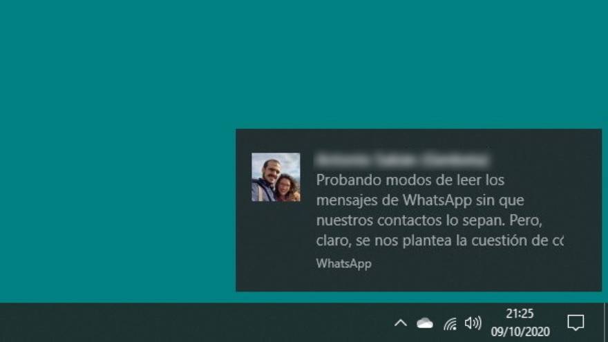 Notificación de WhatsApp Desktop en Windows.