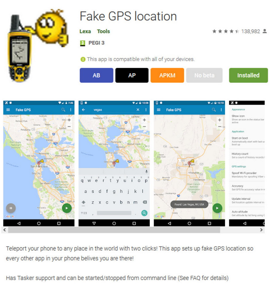 'Fake GPS' permite enviar una ubicación en tiempo real falsa