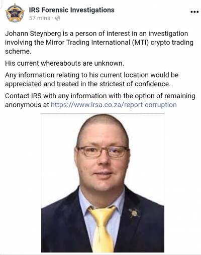 Steynberg decidió desaparecer y ocultarse en Brasil