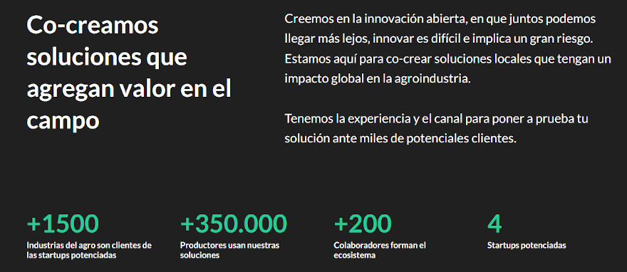 La propuesta del proyecto es integrar el espacio de innovación de las startups con las empresas de agro
