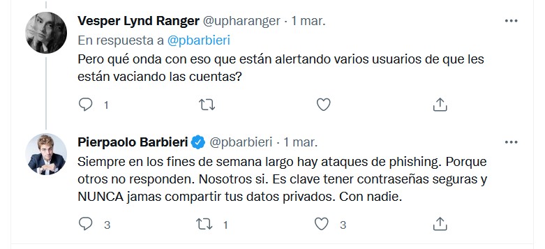 La respuesta de Pierpaolo Barbieri en Twitter