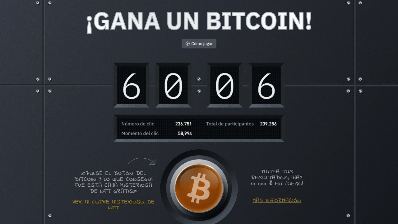 El ganador del Bitcoin será quién presione el timer cuando este llegue a 0:00
