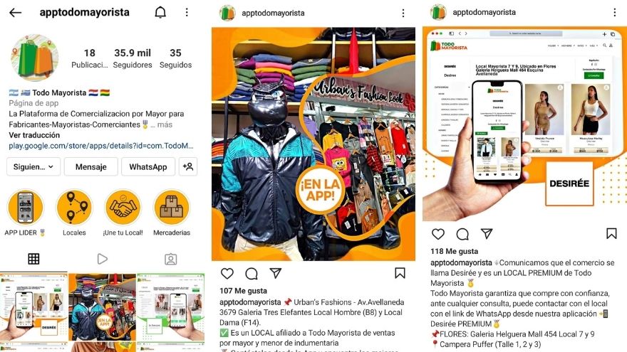 El feed de Todo Mayorista en Instagram muestra ofertas y la verificación de los locales afiliados