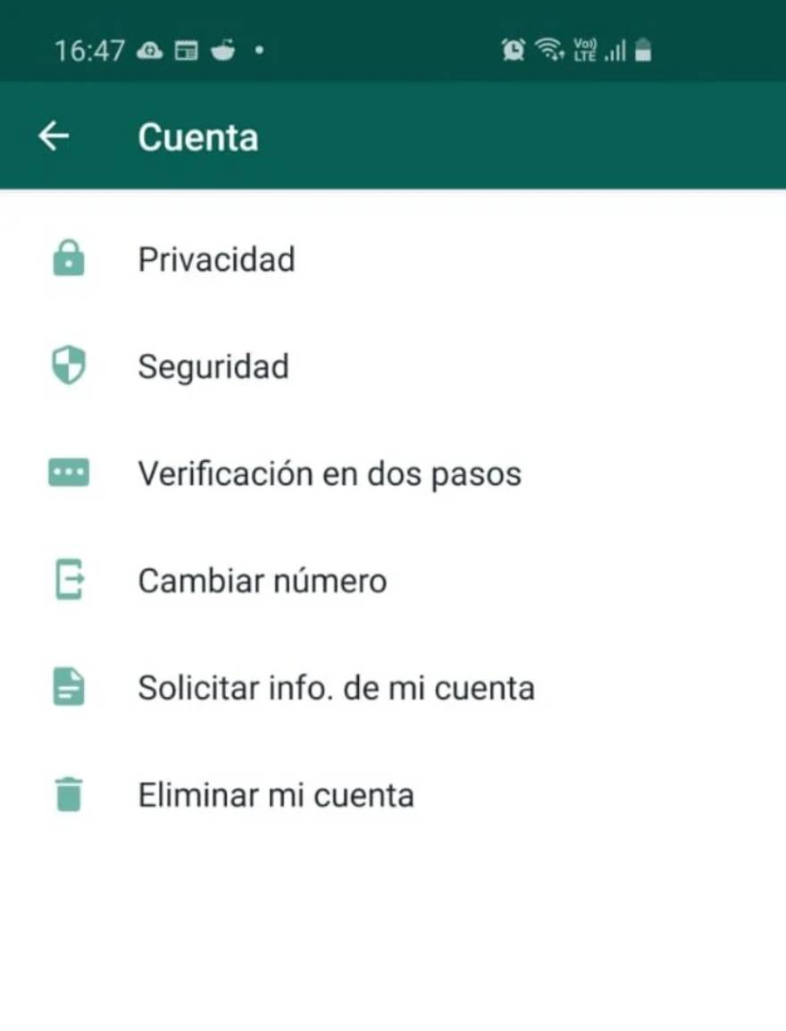 Verificación de dos pasos en WhatsApp.