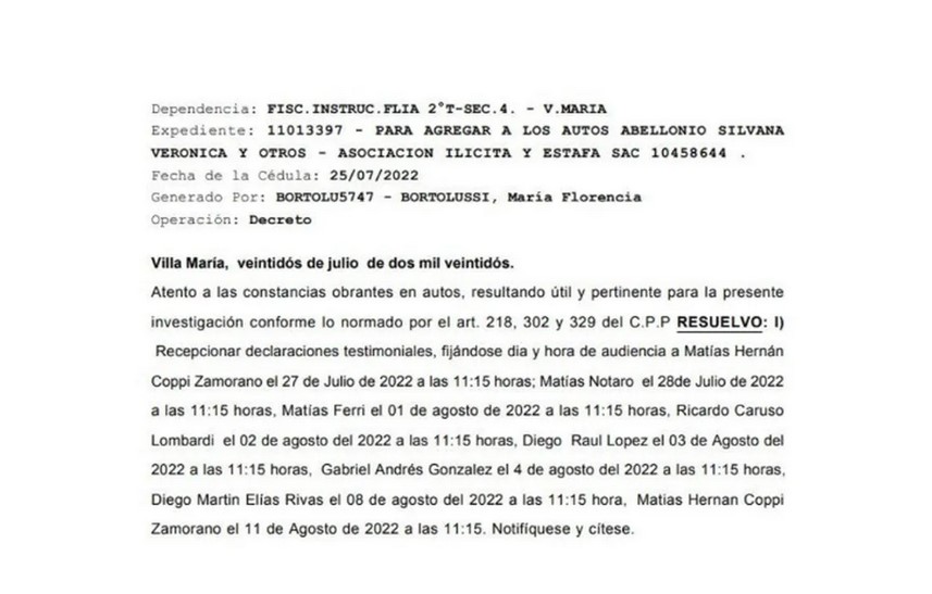 La citación a Caruso Lombardi