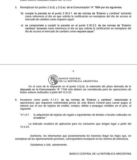 Comunicación del BCRA