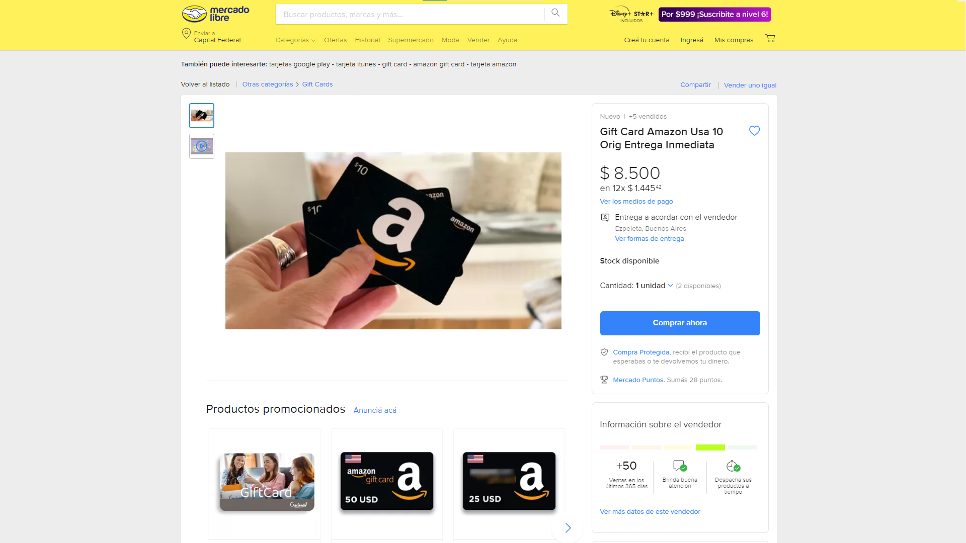 El dólar Mercado Libre se consigue a $850 a través de las giftcards de Amazon