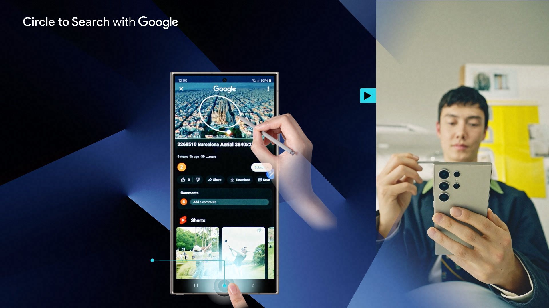 La nueva herramienta de búsqueda del Samsung Galaxy S24 necesita apenas sostener un dedo en el botón de inicio y luego redondear el objeto deseado