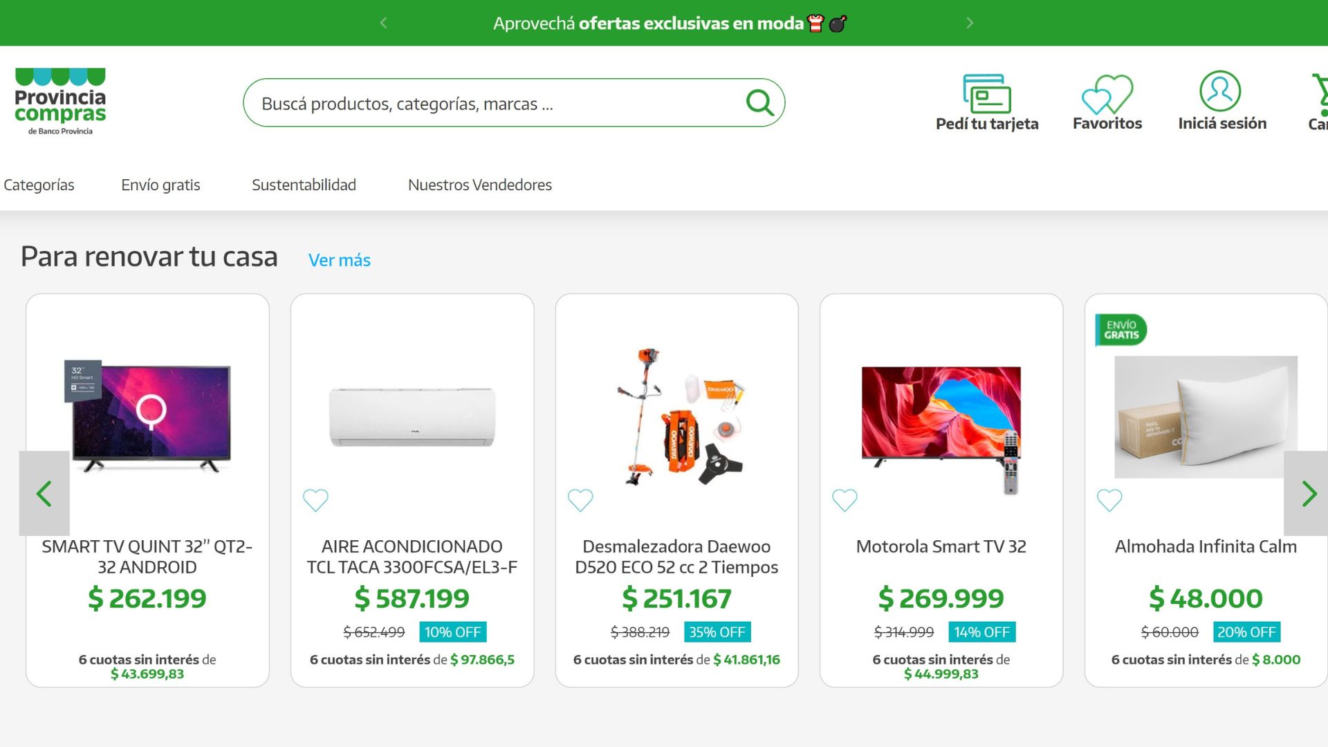 Algunos de los productos disponibles en Provincia Compras, el marketplace de Banco Provincia
