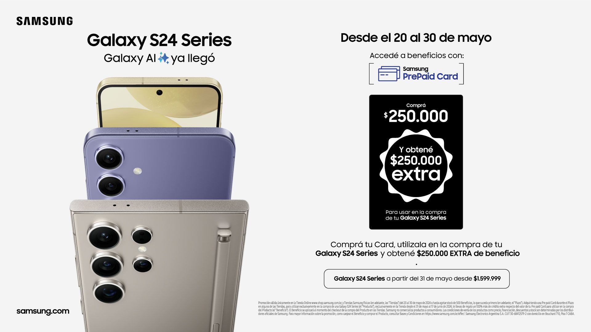 Los fanáticos de Samsung tendrán la chance de obtener la PrePaid Card y conseguir un importante beneficio para la compra de su próximo Galaxy S24 