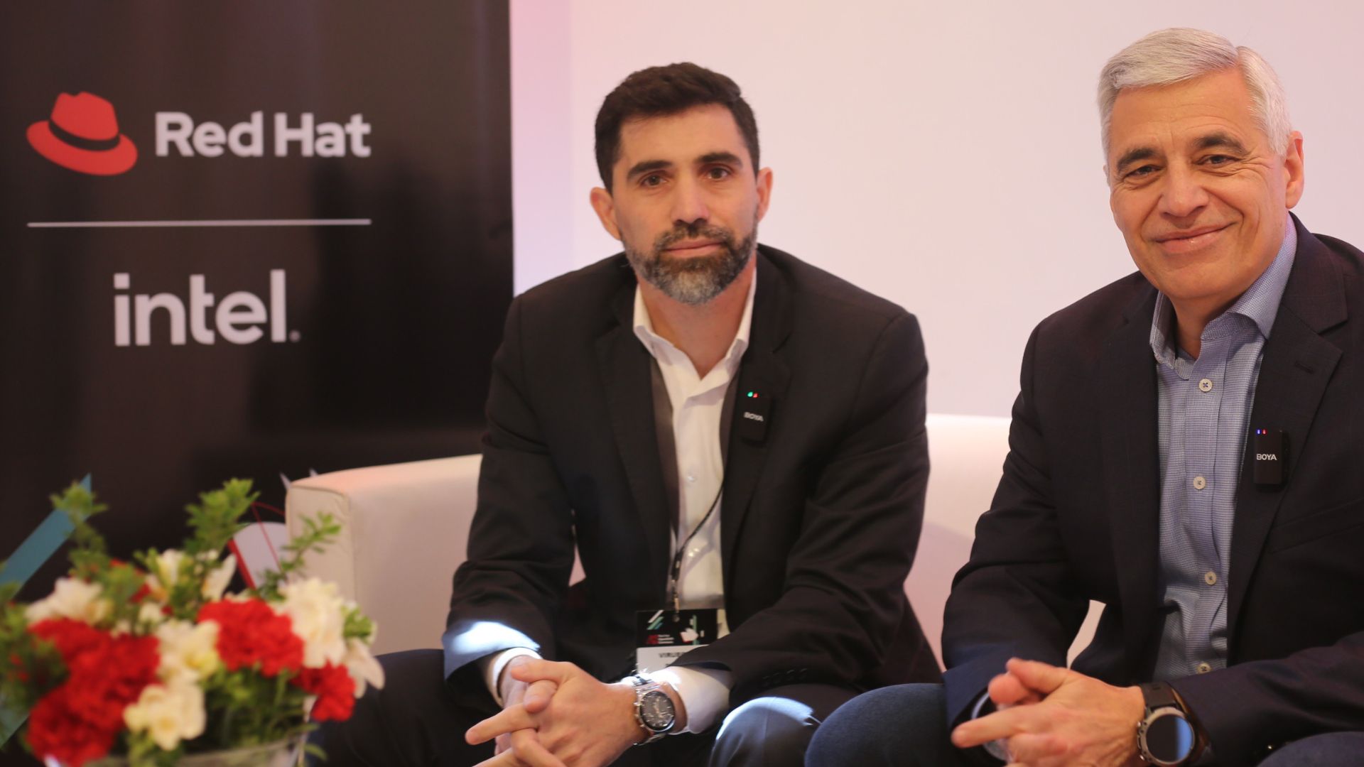 Payró y Viruega durante el Red Hat OpenShift Commons Gathering Buenos Aires 2024