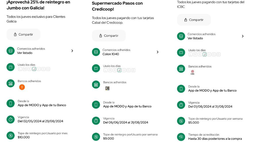 Descuentos con MODO para este jueves