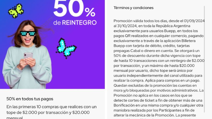 Los detalles de la promoción de Buepp