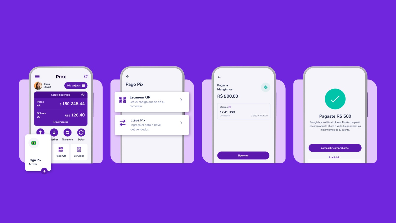 Paso a paso para pagar con Prex mediante el sistema PIX en Brasil