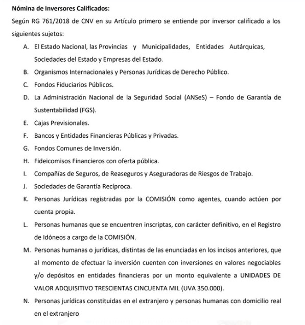 Nómina de inversores calificados