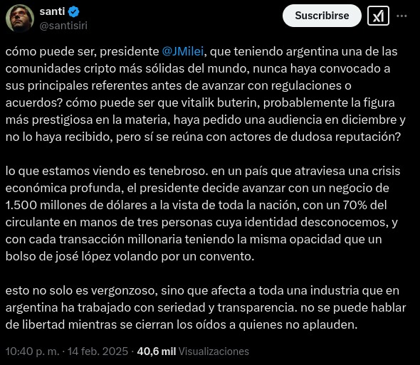 La respuesta de Santiago Siri
