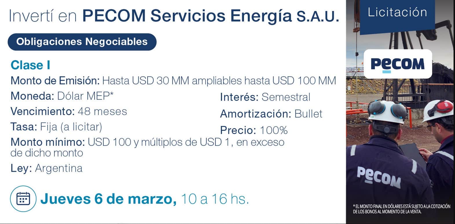 ON de Pecom (Fuente: Balanz)