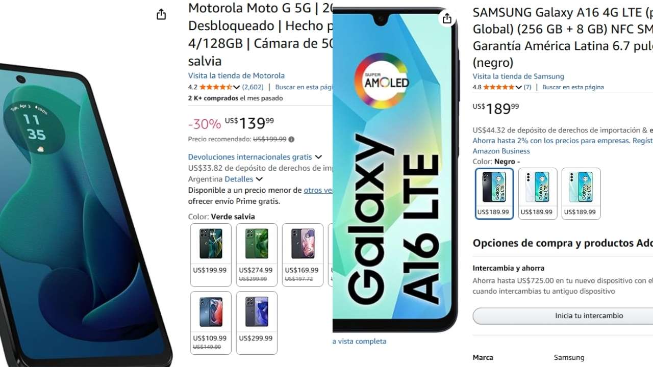 Teléfonos celulares baratos, con NFC y por menos de 200 dólares en Amazon