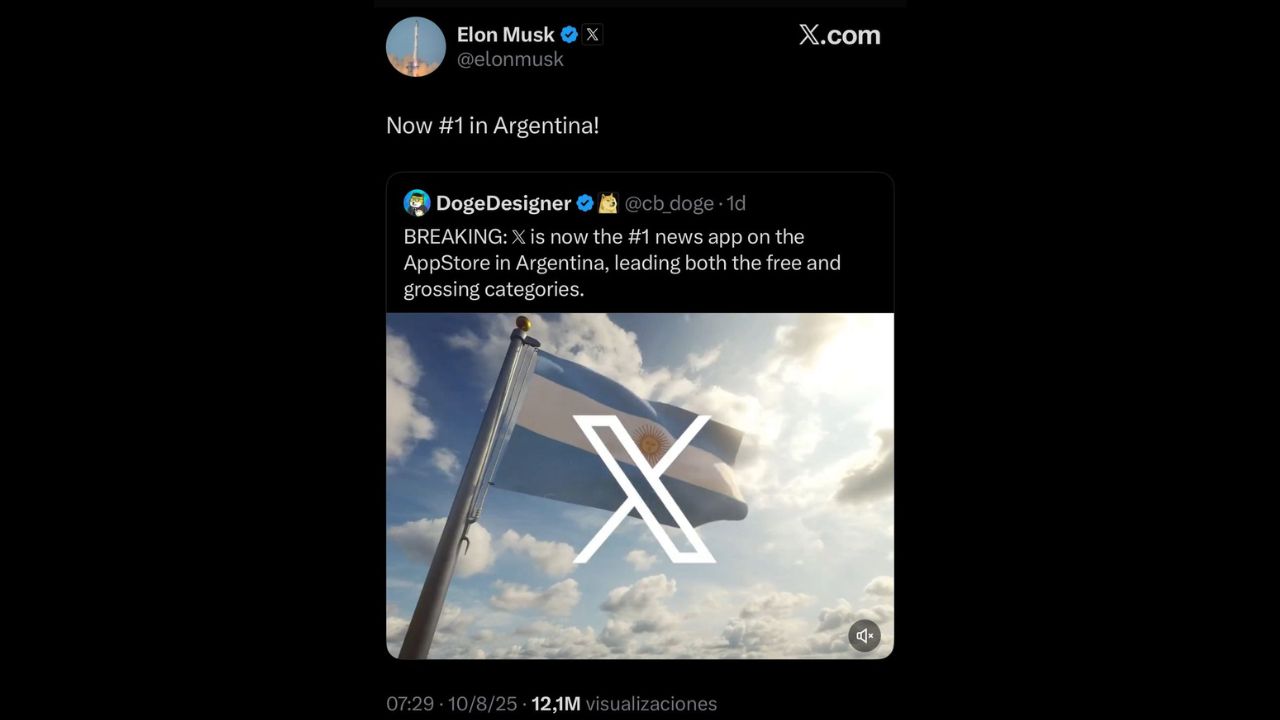 Posteo de Elon Musk en su cuenta de X