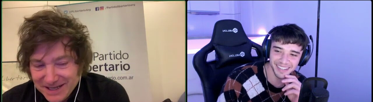 Julián Serrano entrevistando a Javier Milei, antes de su presidencia