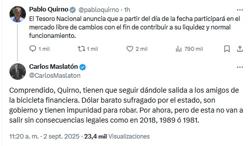 El anuncio de Pablo Quirno y la respuesta de Carlos Maslatón (X)