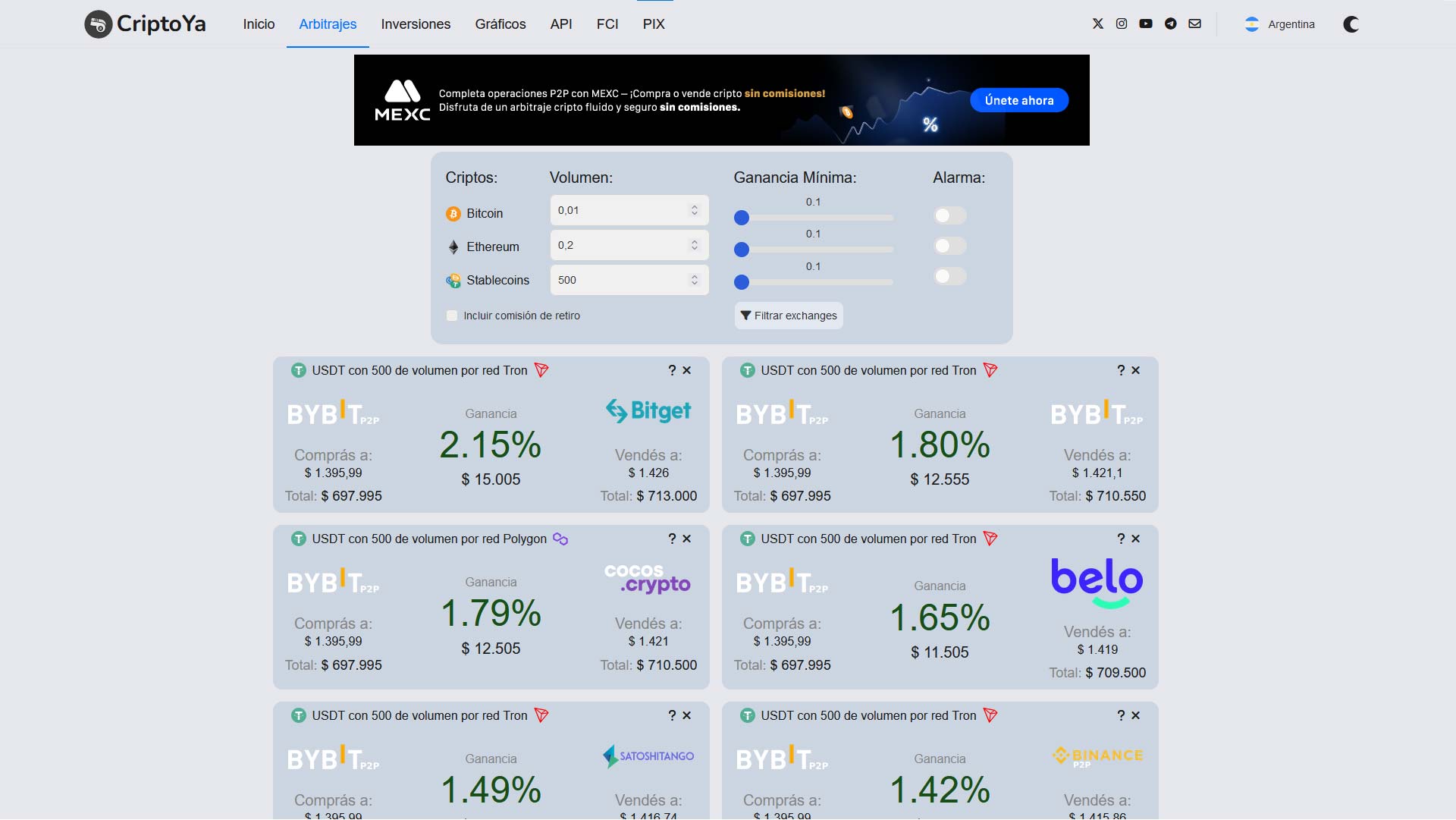 Arbitrajes con el dólar cripto según Criptoya