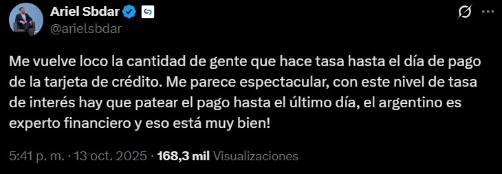 El posteo de Ariel Sbdar, CEO de Cocos