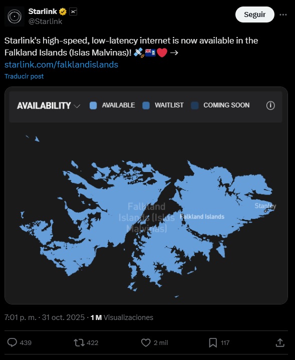 El posteo de Starlink que generó indignación en Argentina