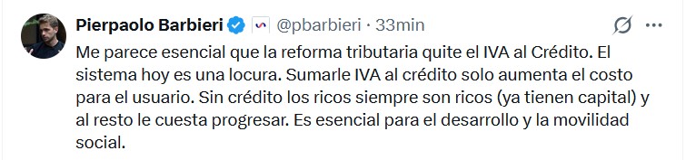 La publicación de Pierpaolo Barbieri, fundador de Ualá