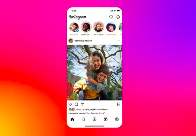Interfaz de Instagram rediseñada.