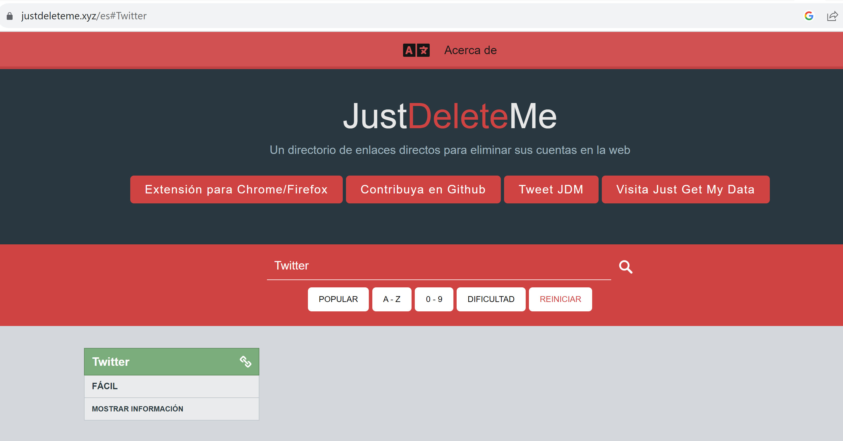 JustDeleteMe permite eliminar una cuenta en Twitter de forma fácil y definitiva 