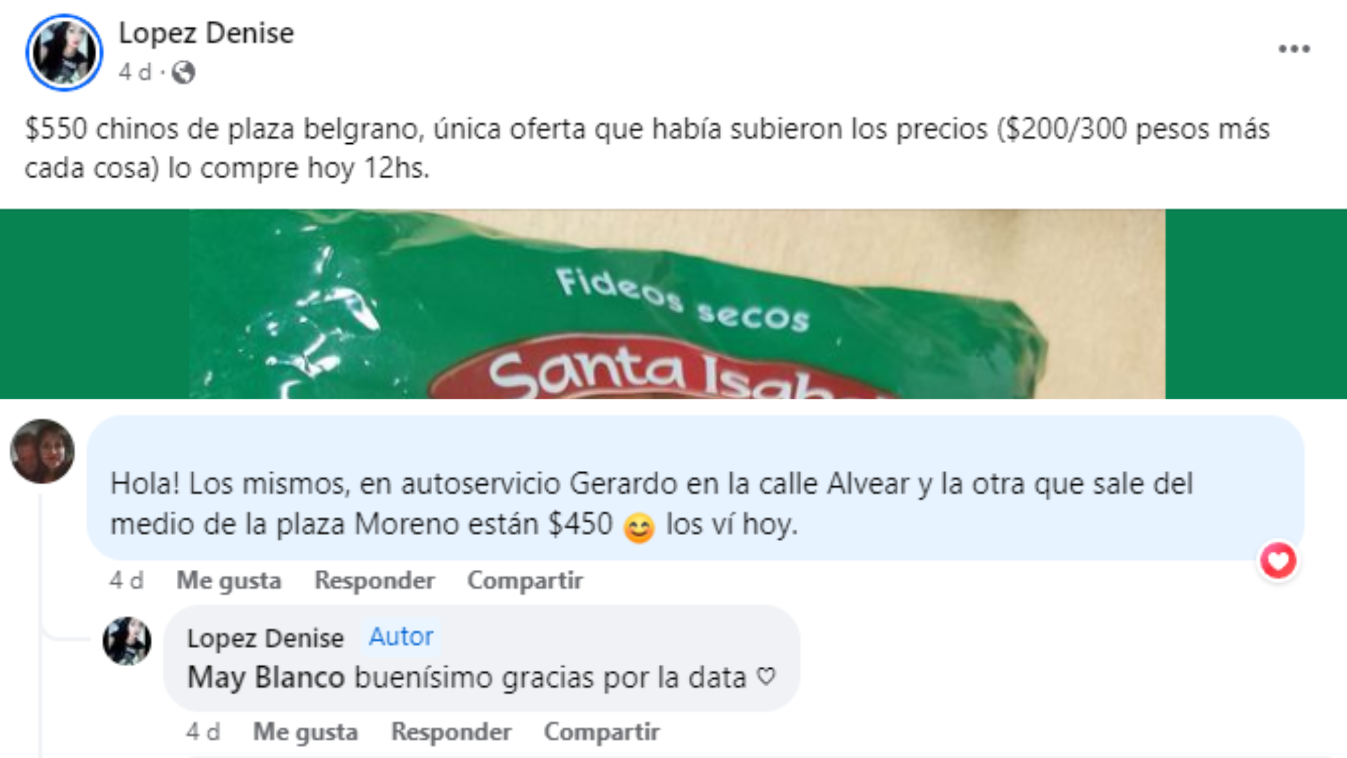 Denise López intecatúa con un miembro del grupo PRECIOS BAJOS CHIVILVOY
