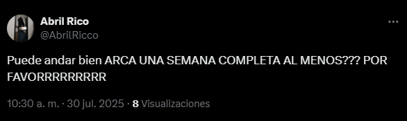 Usuaria quejándose del funcionamiento del sitio web de ARCA
